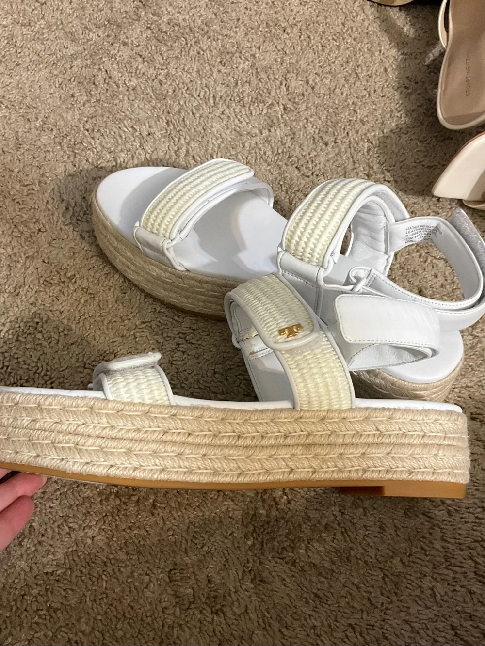 Tory Burch White Platform Espadrille Sandals with Woven Straps